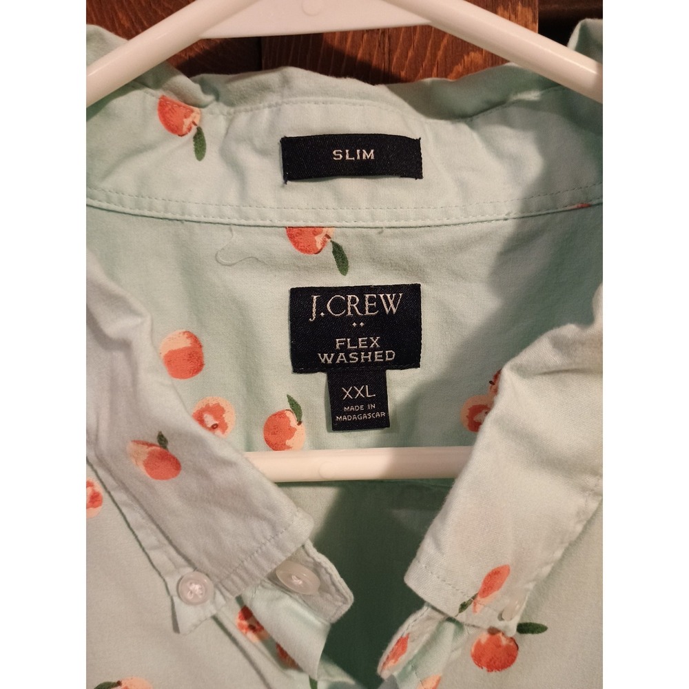 J Crew Slim Fit Flex Washed Shirt Size XXL Men's Short Sleeve Peaches‎ Green